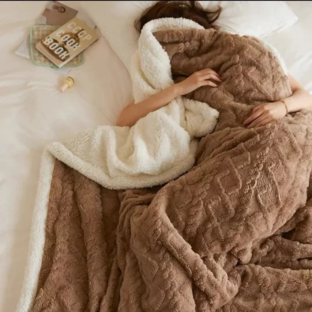 Olvoria | Cozy Plush Sherpa Blanket with Textured Pattern