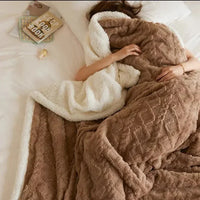Olvoria | Couverture sherpa en peluche douillette avec motif texturé