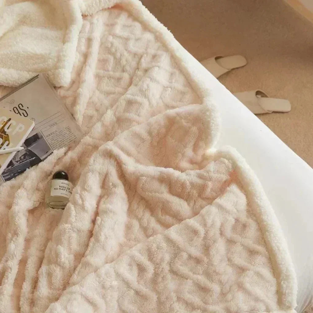 Olvoria | Cozy Plush Sherpa Blanket with Textured Pattern