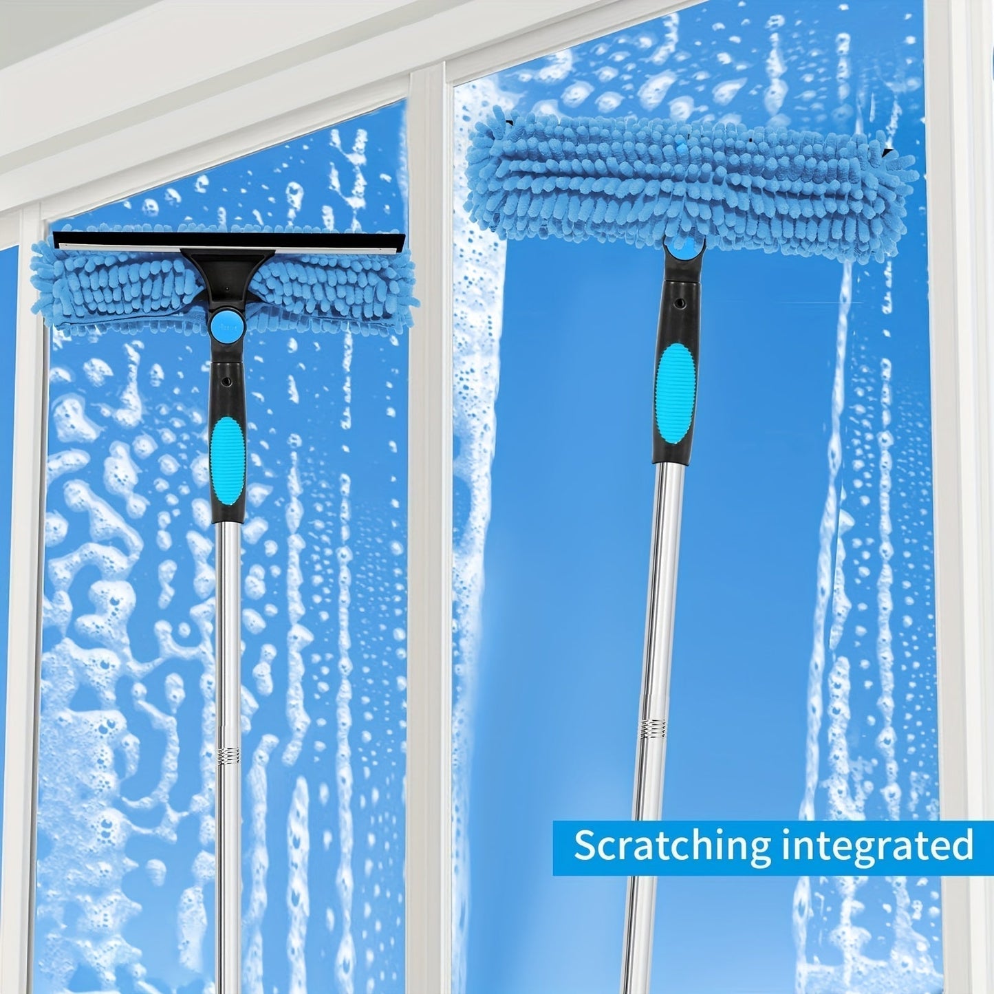 Olvoria | Crystal Clear Window Cleaner – Professional 2-in-1 Telescopic Window and Glass Cleaning System