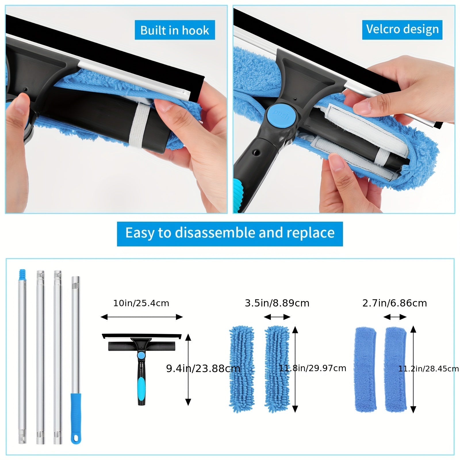 Olvoria | Crystal Clear Window Cleaner – Professional 2-in-1 Telescopic Window and Glass Cleaning System
