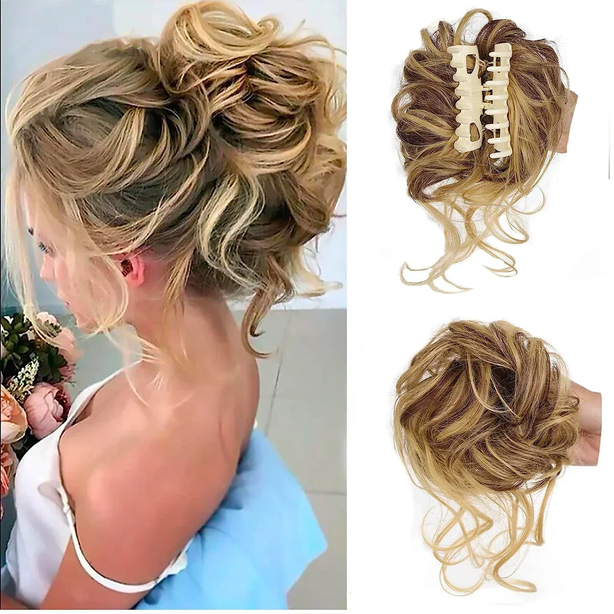 Olvoria | Curly Hair Bun – Clip-in Hair Piece with Volume and Natural Look