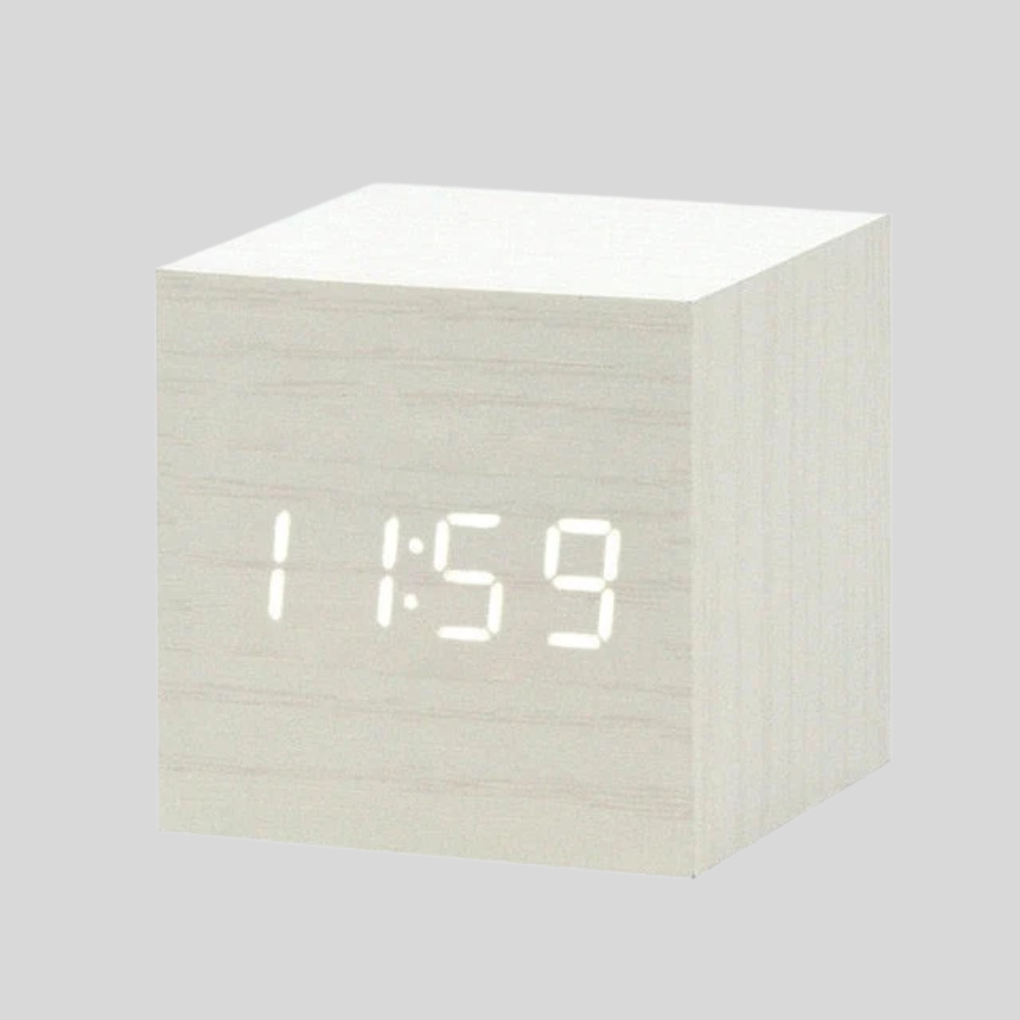 Olvoria | Digital LED Alarm Clock with Wood Look and Temperature