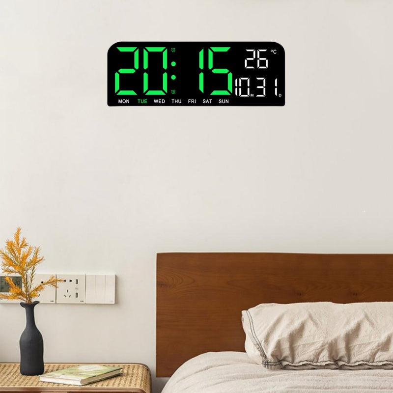 Olvoria | Digital Wall Clock with Temperature, Date & Alarm