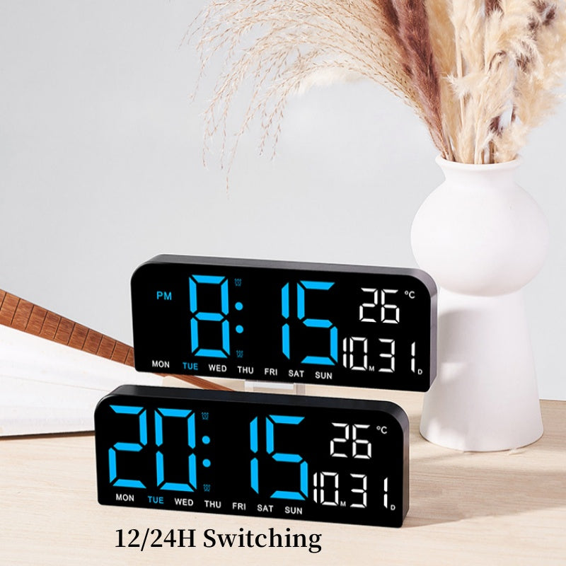 Olvoria | Digital Wall Clock with Temperature, Date & Alarm