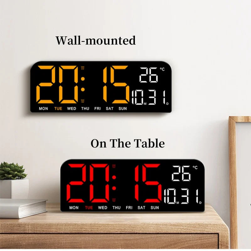 Olvoria | Digital Wall Clock with Temperature, Date & Alarm