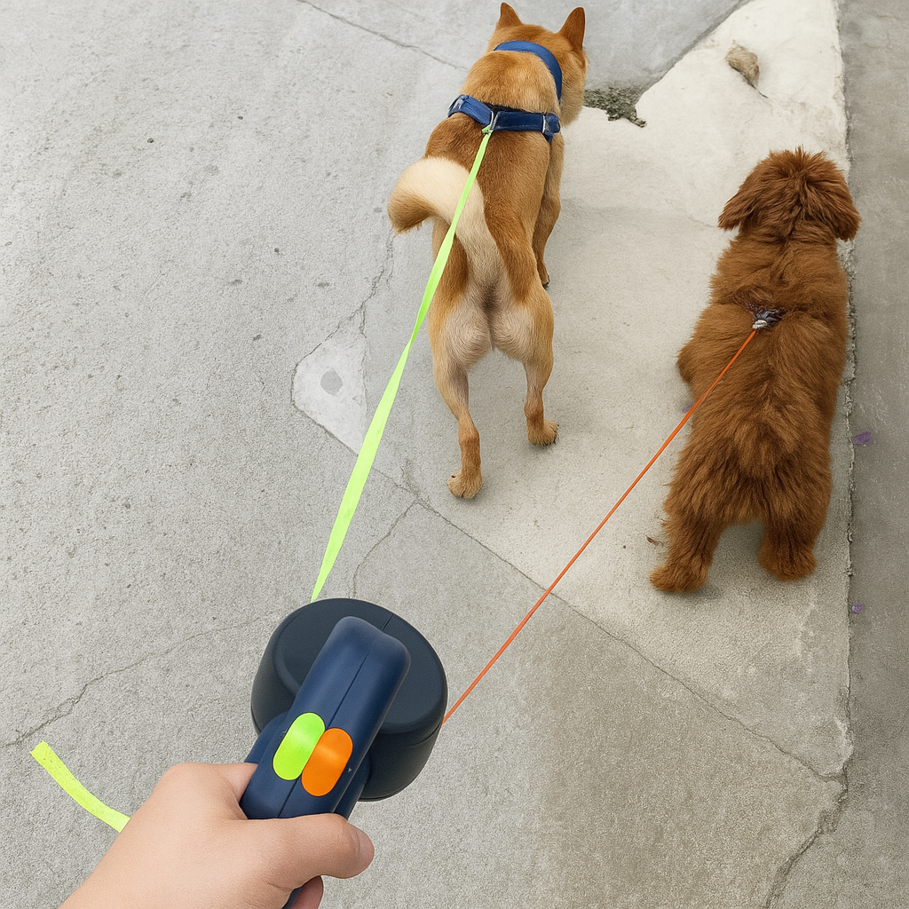 Olvoria | Dual Retractable Dog Leash with 360° Swivel