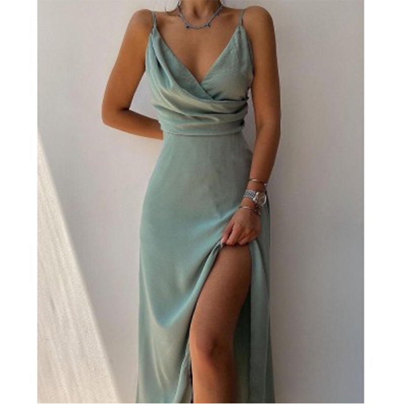 Olvoria Elegant V-Neck Spaghetti Strap Prom Formal Dress