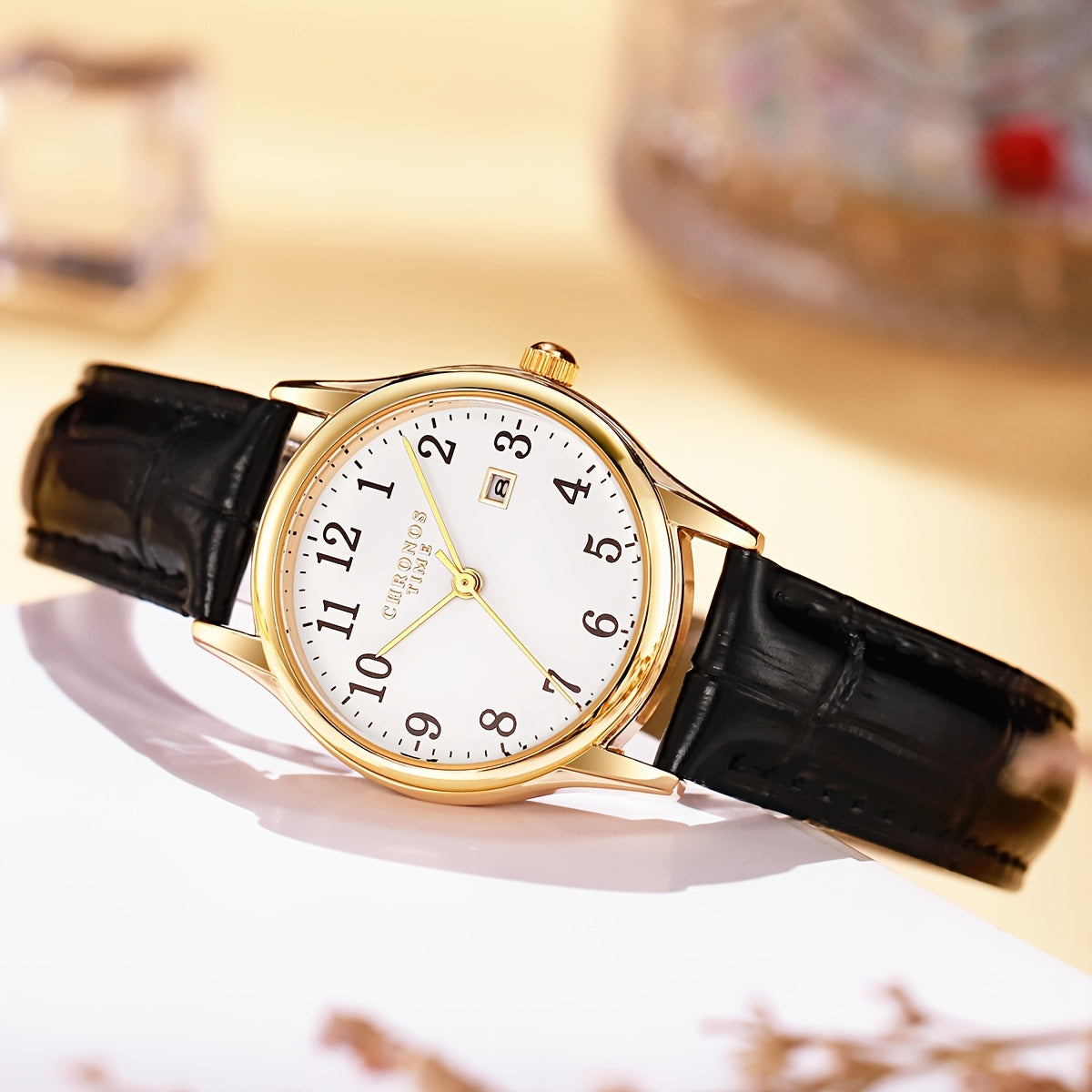 Olvoria | Elegant Women's Watch - Square Clock with Faux Leather Strap | Perfect Gift for Her