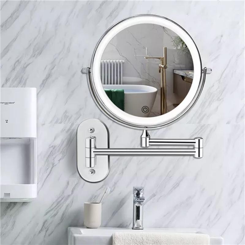 Olvoria | Enlarged Rechargeable LED Makeup Mirror | Adjustable Brightness, Up to 10x Magnification & Portable for Perfect Makeup Application