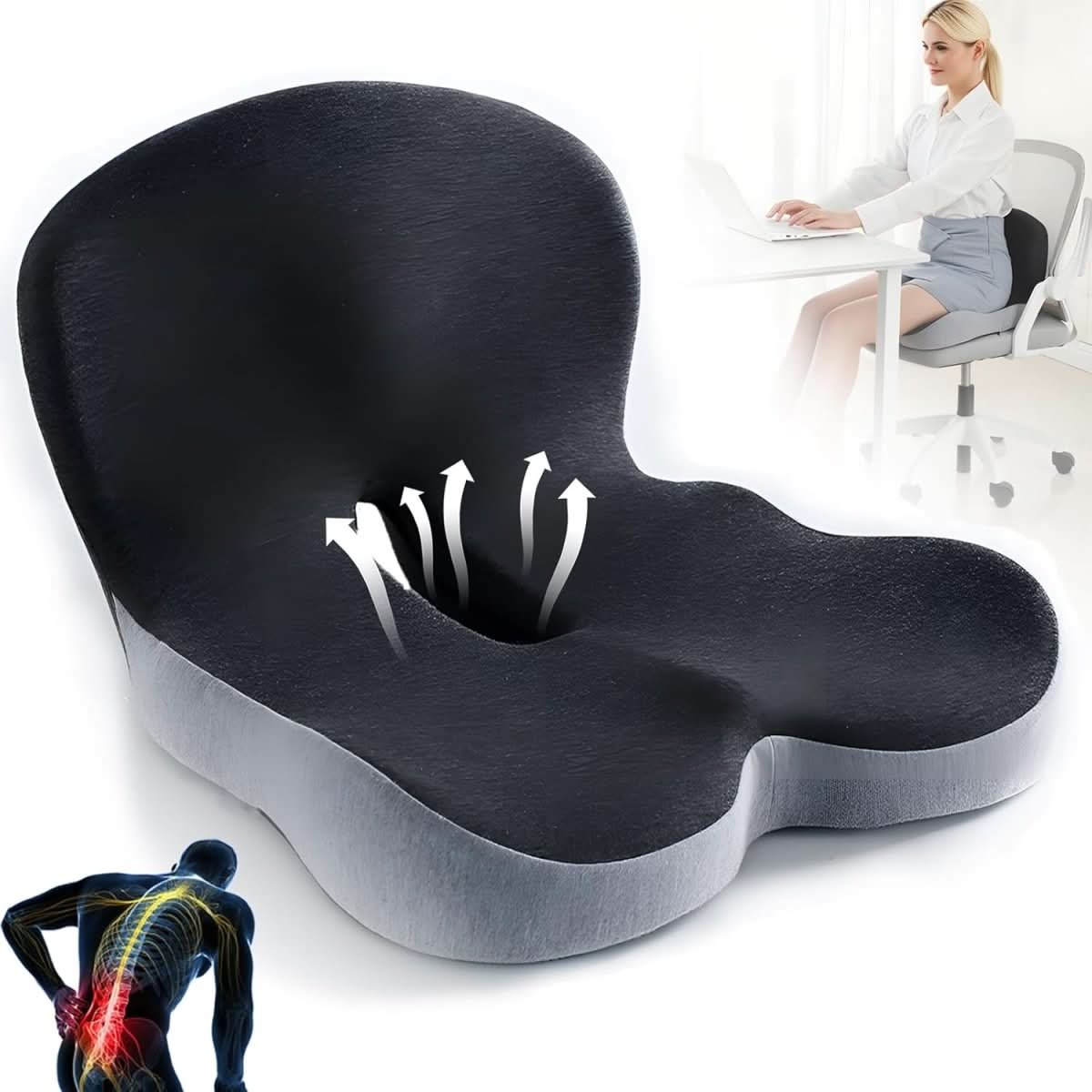 Olvoria | Ergonomic Seat Cushion with Lumbar Support