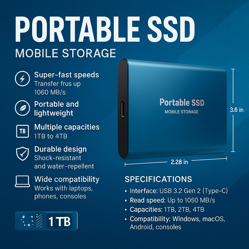 Olvoria | External SSD Hard Drive Aluminum Portable Storage 128GB