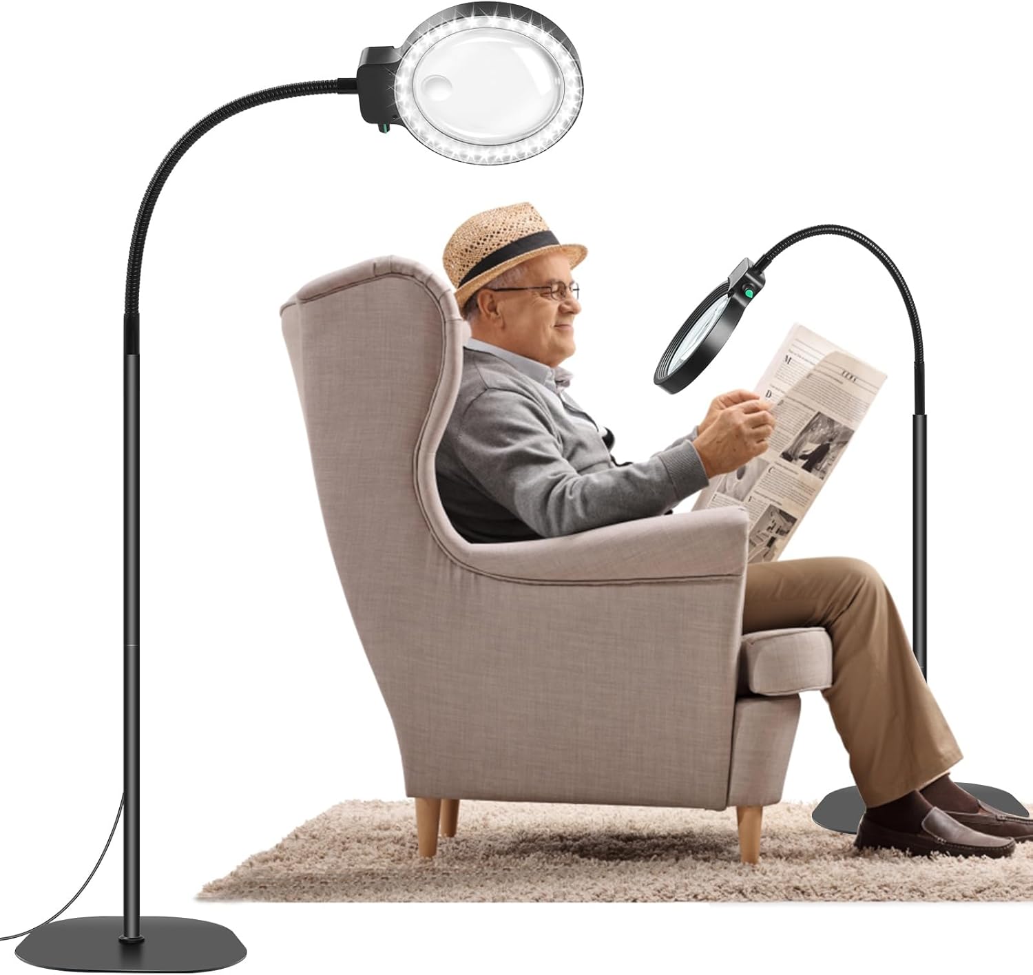 Olvoria | Full-Page Magnifying Glass with LED Light – Hands-Free Reading Aid for Books, Crafts & Hobbies