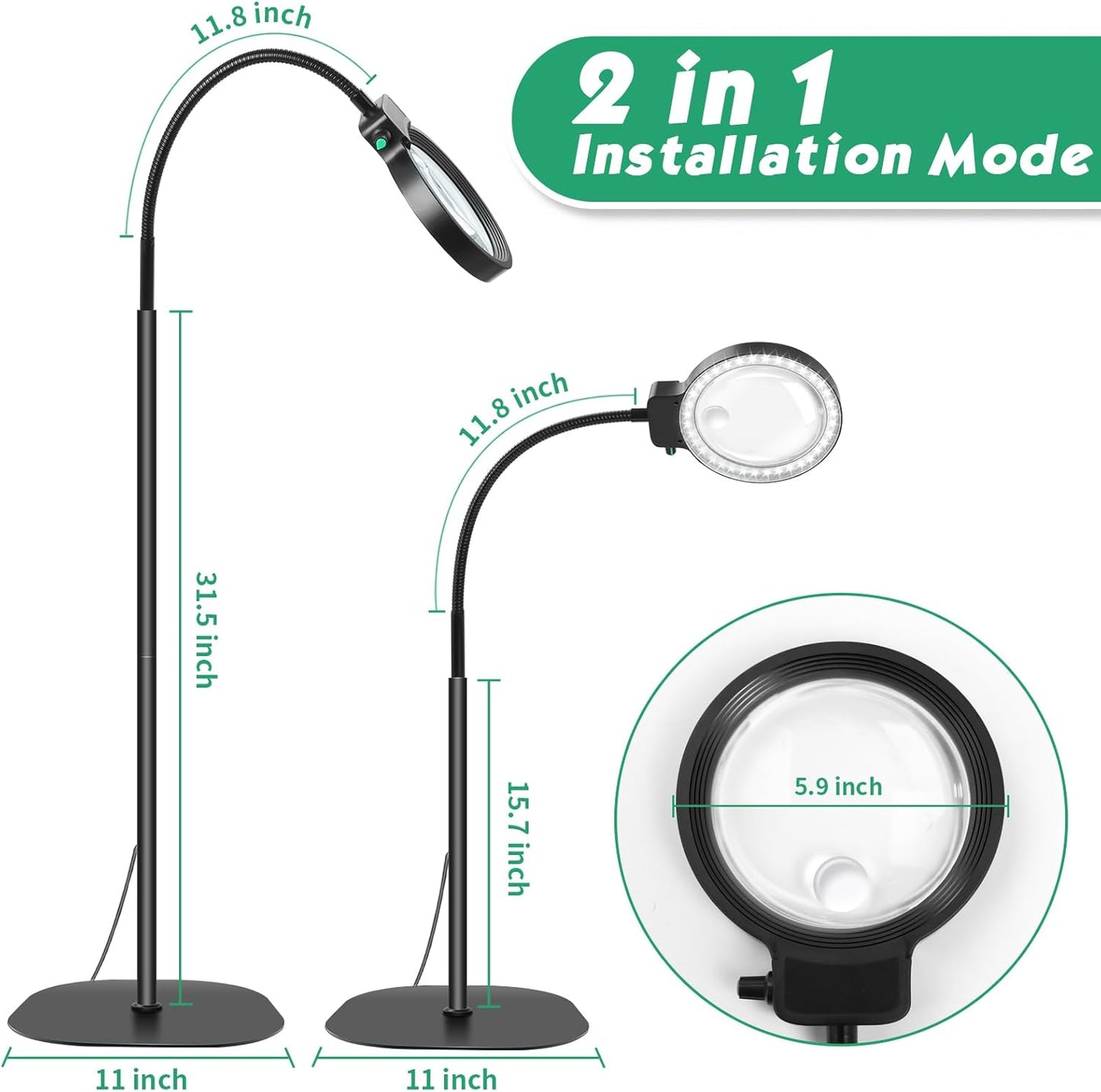 Olvoria | Full-Page Magnifying Glass with LED Light – Hands-Free Reading Aid for Books, Crafts & Hobbies