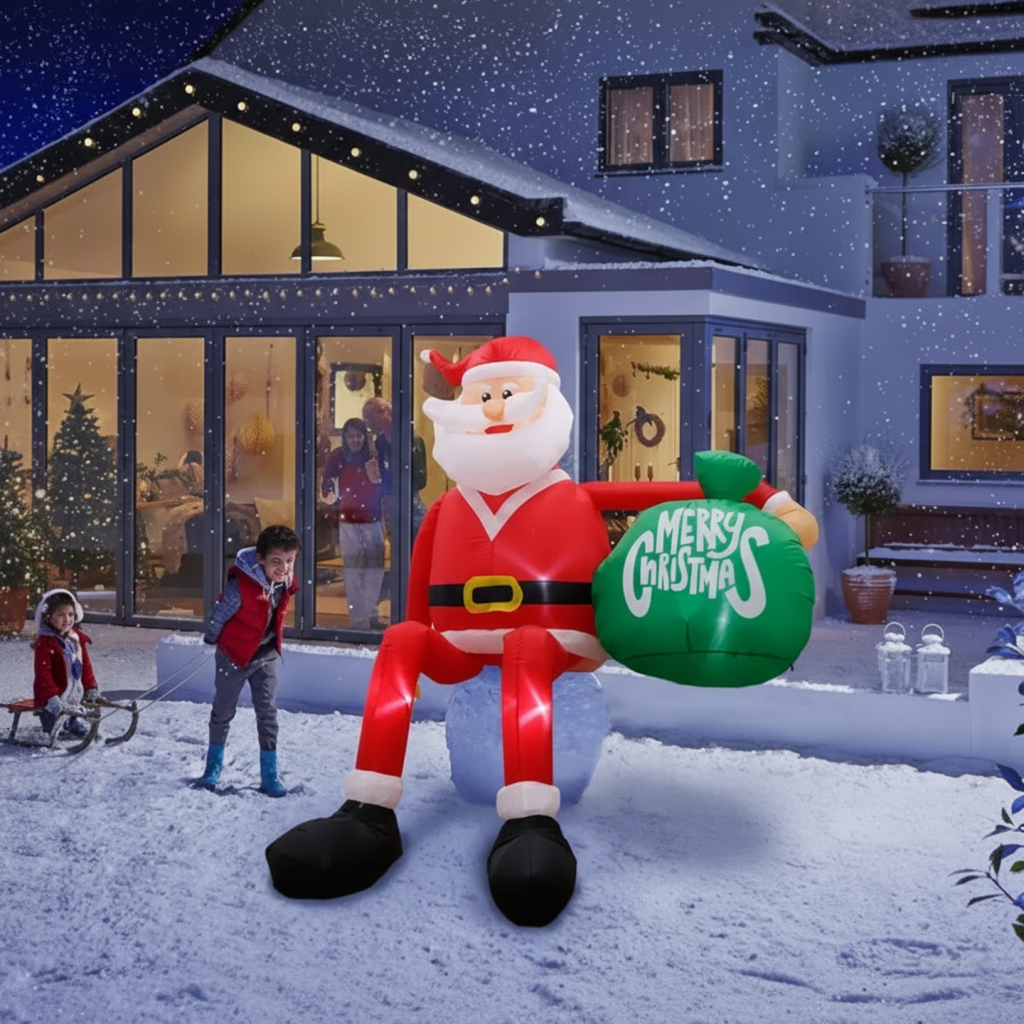 Olvoria | Giant 8FT LED Inflatable Climbing Santa | Premium, Waterproof Outdoor Christmas Decor