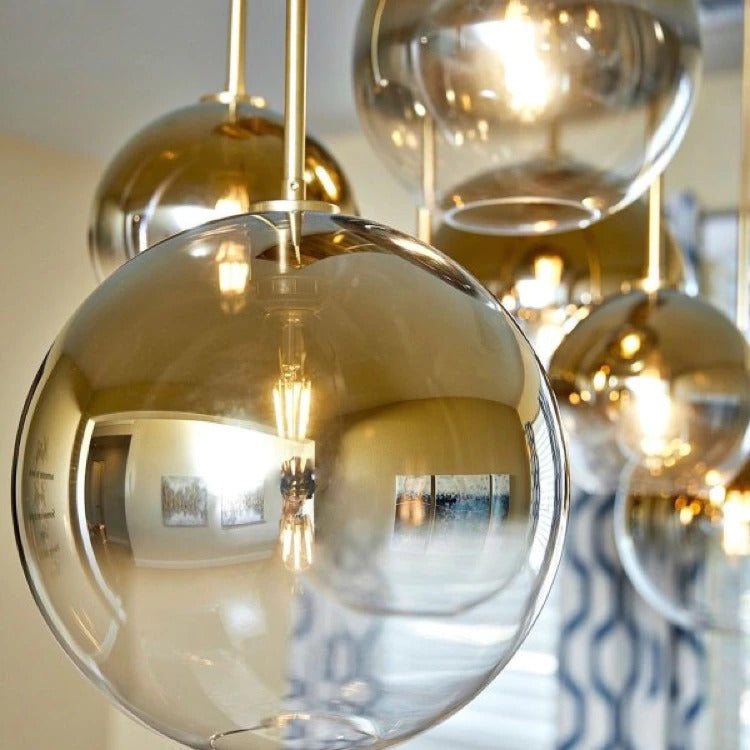 Olvoria | Glass Ball Pendant Light | Modern Brass Design