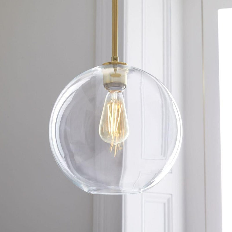 Olvoria | Glass Ball Pendant Light | Modern Brass Design