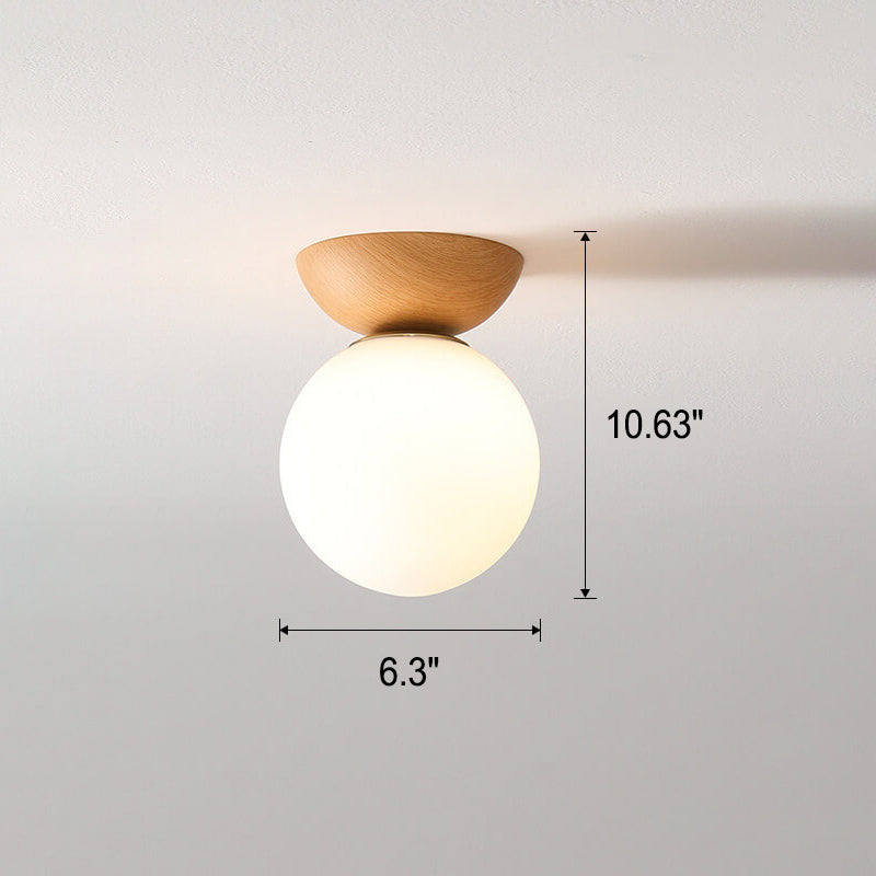 Olvoria | Glass Globe Ceiling Light | Wood Grain Design