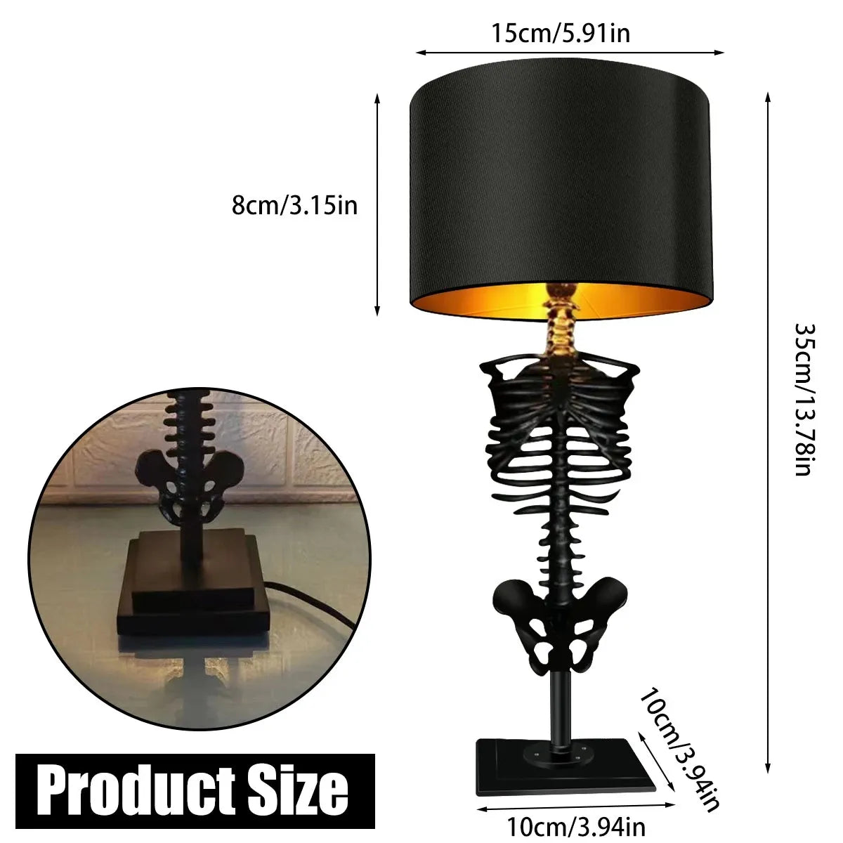 Olvoria | Gothic Skeleton Table Lamp | Handmade Art Design