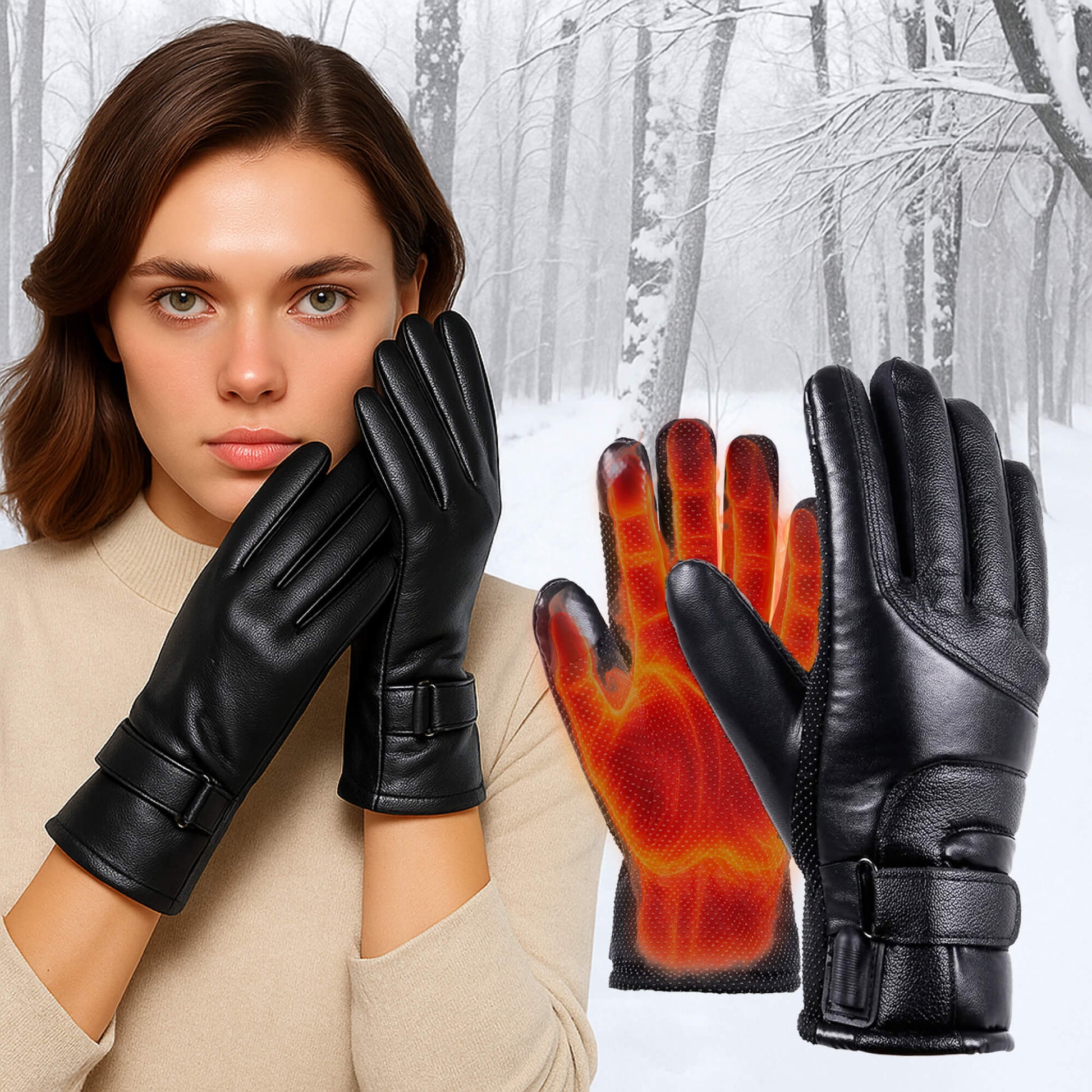 Olvoria | Heated Gloves for Women UK – Women's Thermal Waterproof Winter Gloves with Touchscreen & USB Rechargeable Warm Design