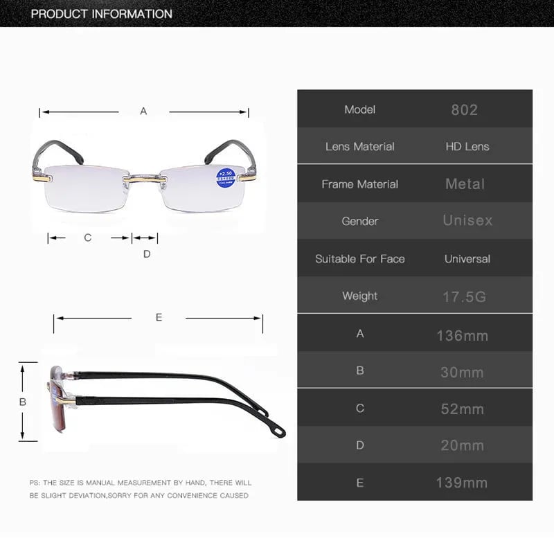 Olvoria | High Hardness Anti-Blue Progressive Distance and Near Range Dual-Use Reading Glasses