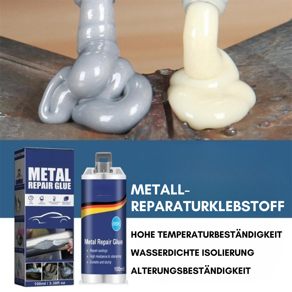 Olvoria | High-Performance Metal Repair Adhesive | Industrial Adhesive for Cast Iron, Steel & Aluminum | Heat Resistant & Waterproof | 100ml Liquid Metal Repair Kit | Silver