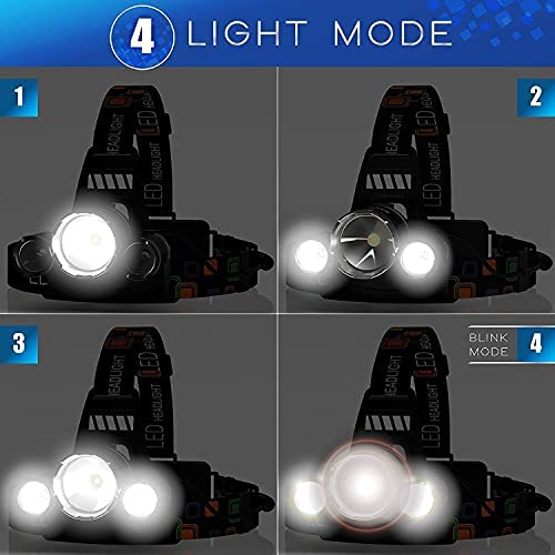 Olvoria | Hqdz-Td 20000 Lumen Rechargeable Headlamp - Waterproof, Adjustable Light for Outdoors, Hunting, Camping