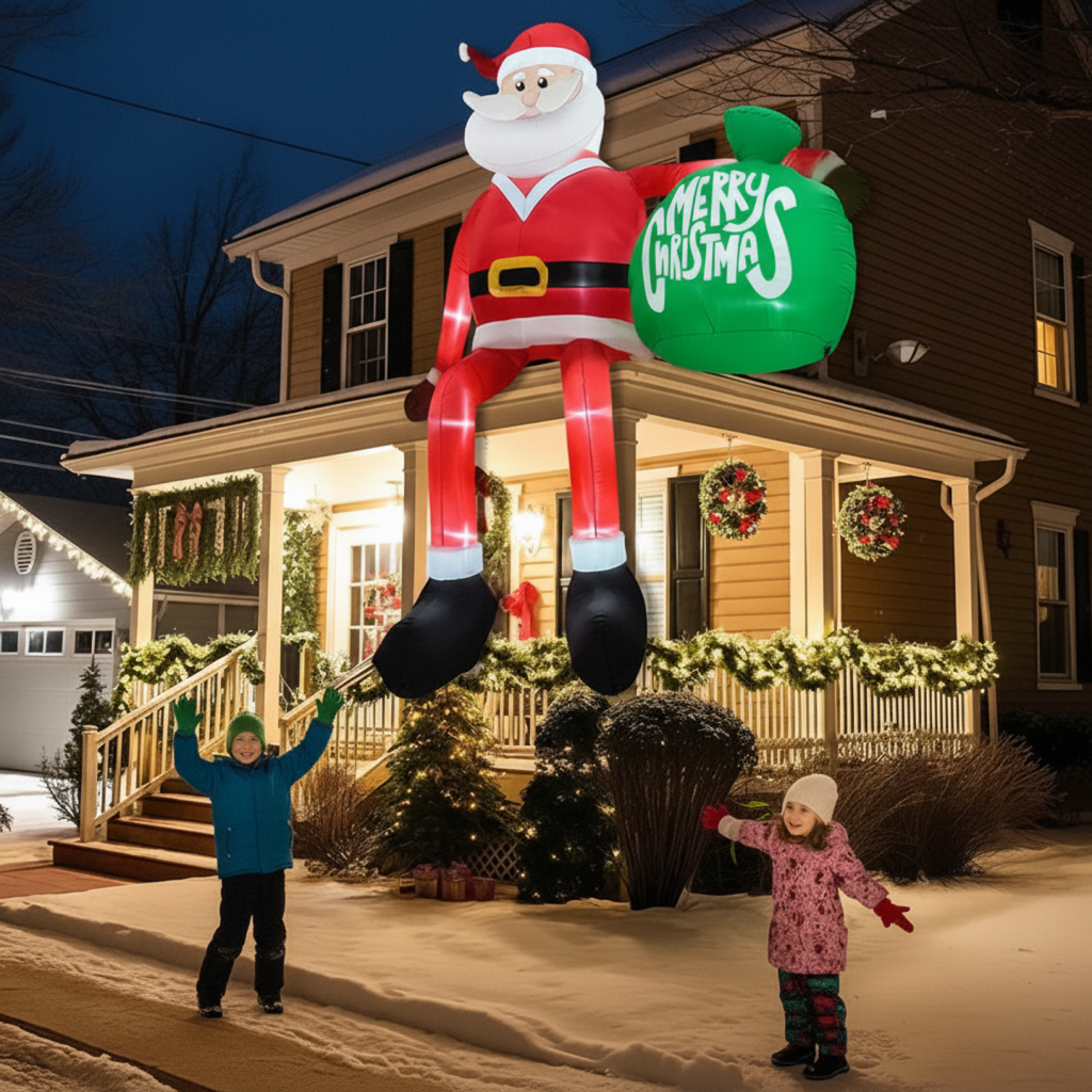 Olvoria | Inflatable LED Climbing Santa Claus | 2.4 m Tall | Outdoor