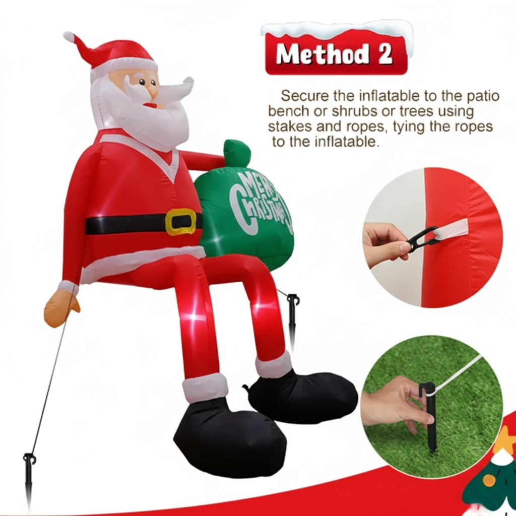 Olvoria | Inflatable LED Climbing Santa Claus | 2.4 m Tall | Outdoor