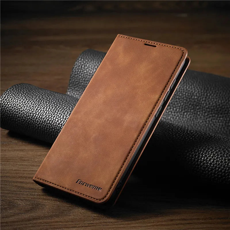 Olvoria | iPhone Case: Magnetic Leather Pouch for Stylish Protection