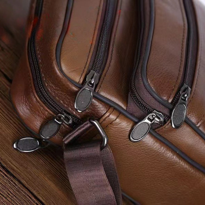 Olvoria | Leather Men’s Shoulder Bag – Spacious Cowhide Bag with Adjustable Strap
