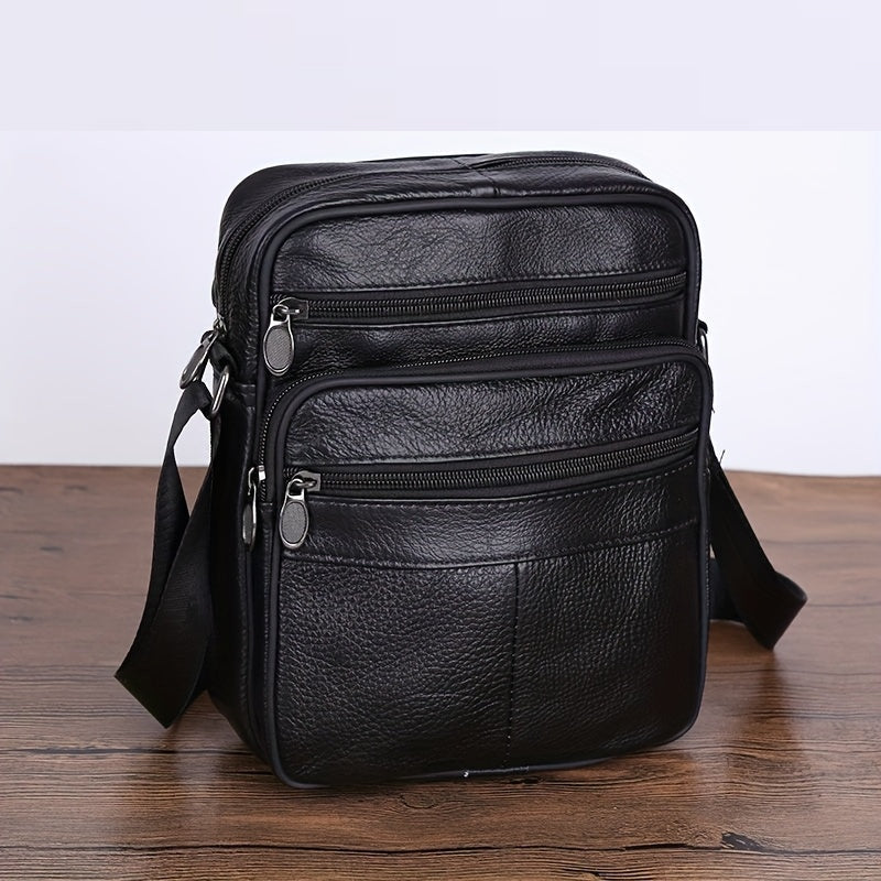Olvoria | Leather Men’s Shoulder Bag – Spacious Cowhide Bag with Adjustable Strap