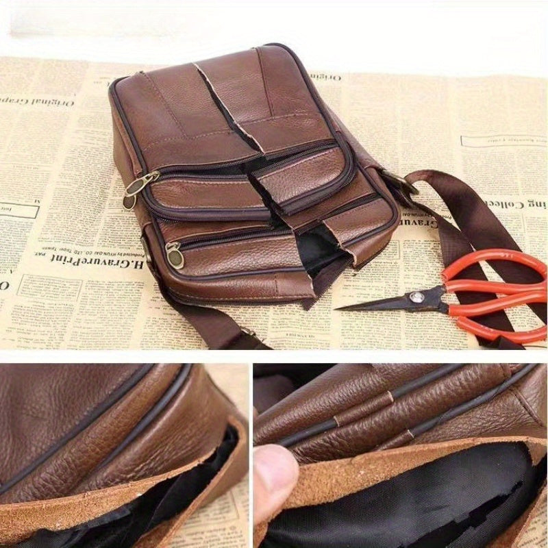 Olvoria | Leather Men’s Shoulder Bag – Spacious Cowhide Bag with Adjustable Strap