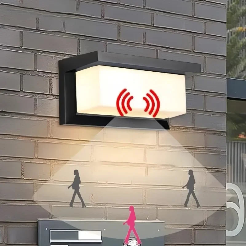 Olvoria | LED Outdoor Lamp with Motion Sensor, Rectangular Design