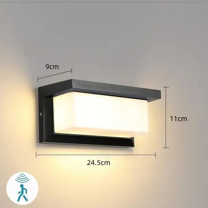 Olvoria | LED Outdoor Lamp with Motion Sensor, Rectangular Design