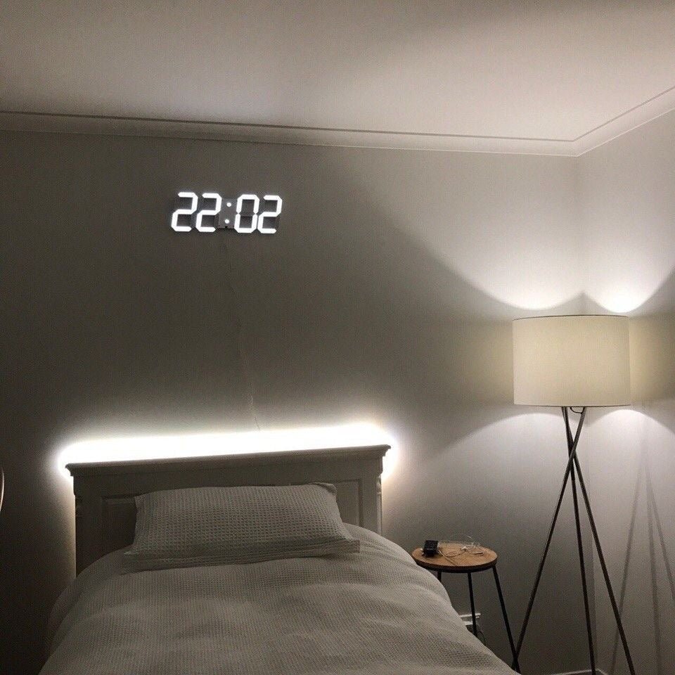 Olvoria | LumiSync 3D LED Wall Clock – Modern Digital Clock with Dimmable Lighting