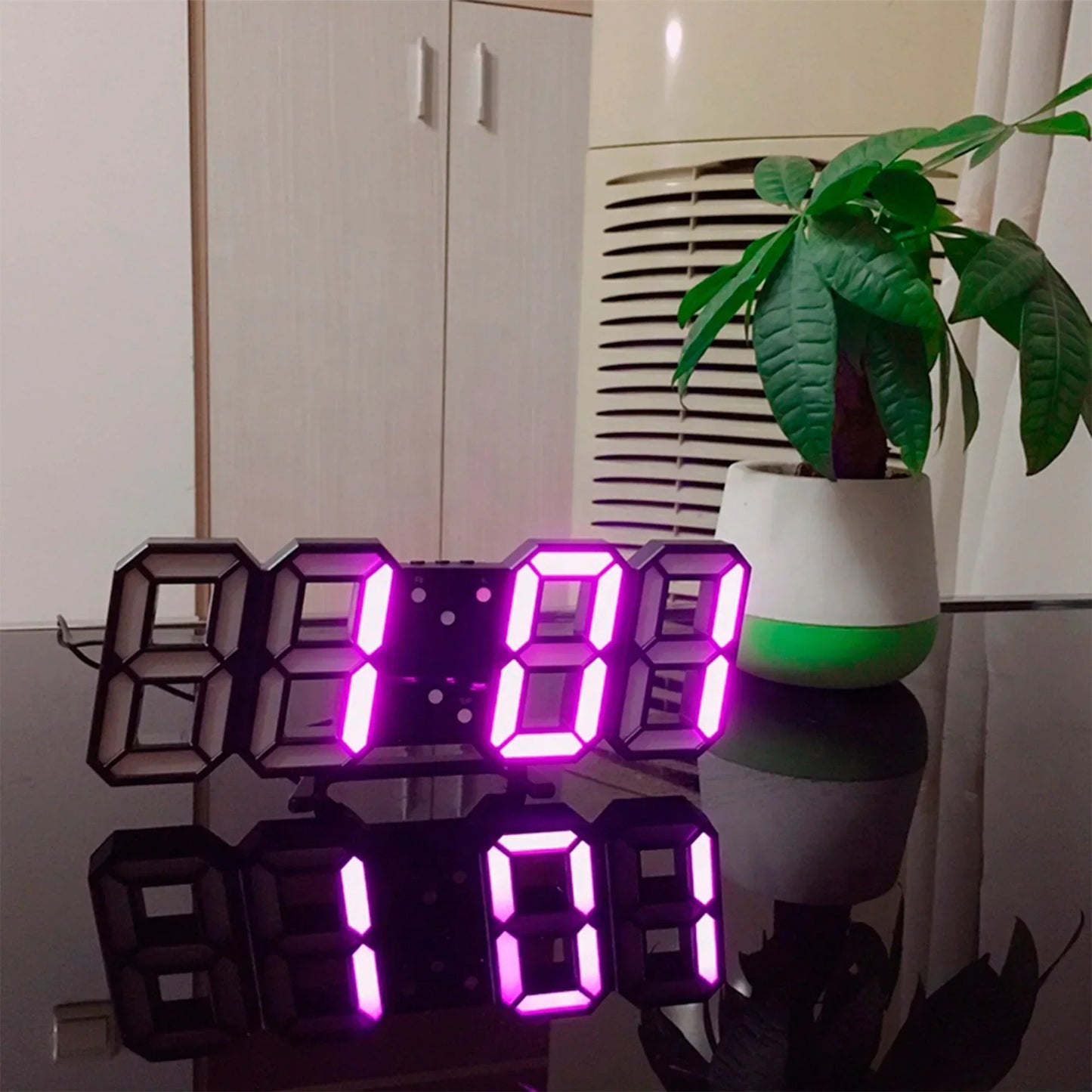 Olvoria | LumiSync 3D LED Wall Clock – Modern Digital Clock with Dimmable Lighting