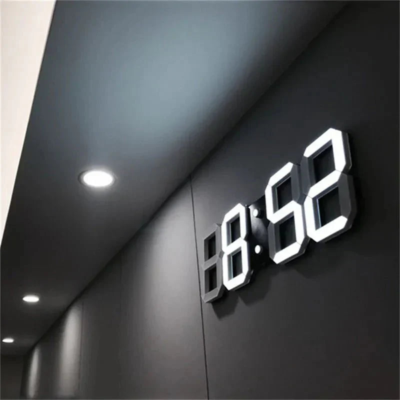 Olvoria | LumiSync 3D LED Wall Clock – Modern Digital Clock with Dimmable Lighting