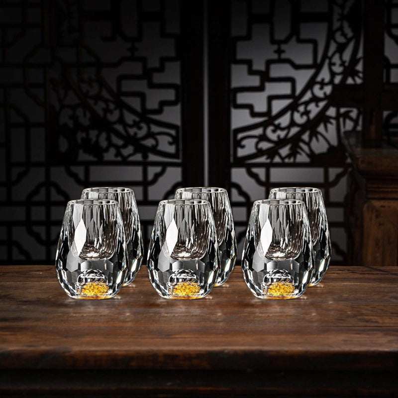 Olvoria | Luxury Crystal Glasses with Gold Flakes – Handmade – Set of 2 – For Whisky & Premium Beverages