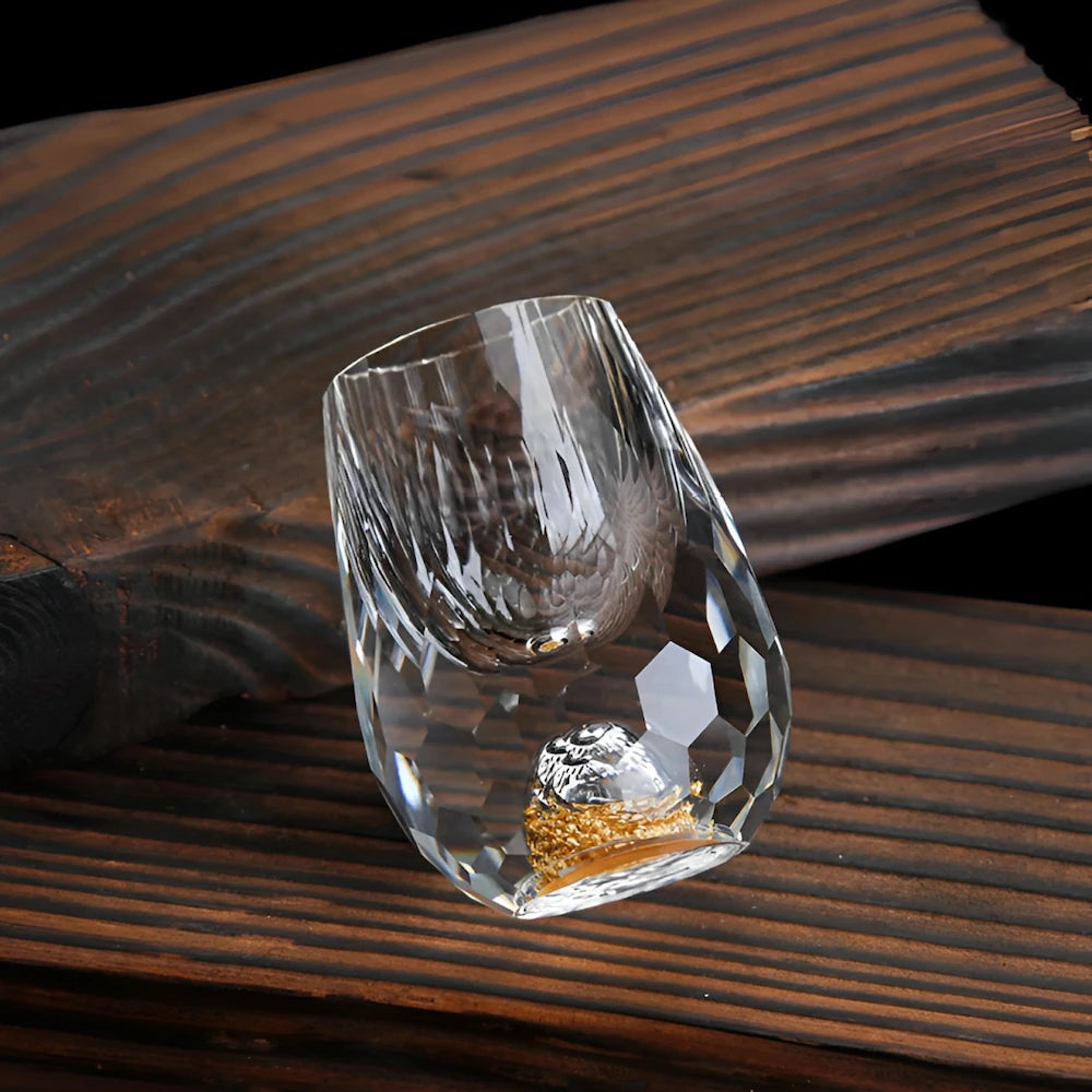 Olvoria | Luxury Crystal Glasses with Gold Flakes – Handmade – Set of 2 – For Whisky & Premium Beverages