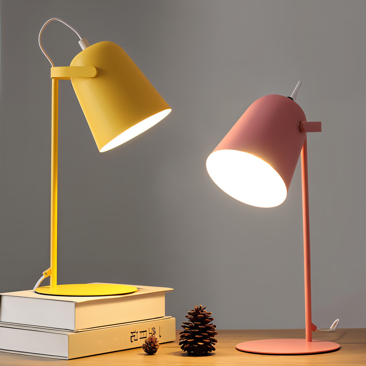 Olvoria | Macaron Table Lamp - Nordic Yellow Desk Lamp - Adjustable Lamp