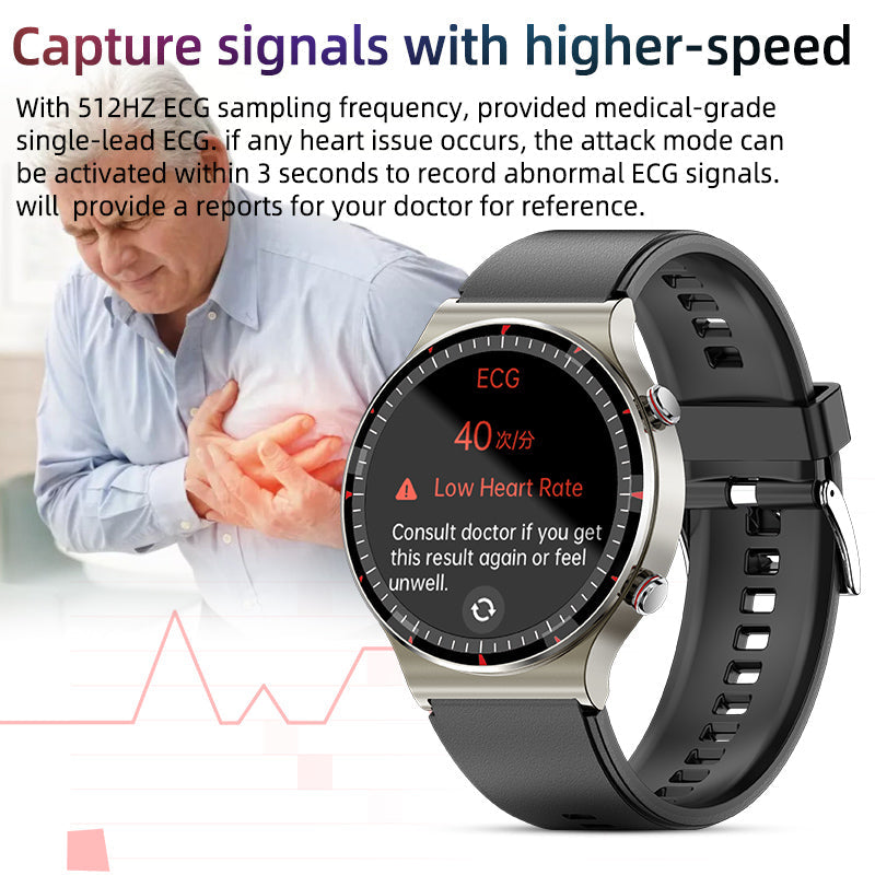 Olvoria | Medical EKG Smartwatch | CFDA Certified | 512Hz High-Precision Biosensor | SpO2 & Heart Rate Monitoring | AI-Based Breathing Analysis | IP67 Waterproof