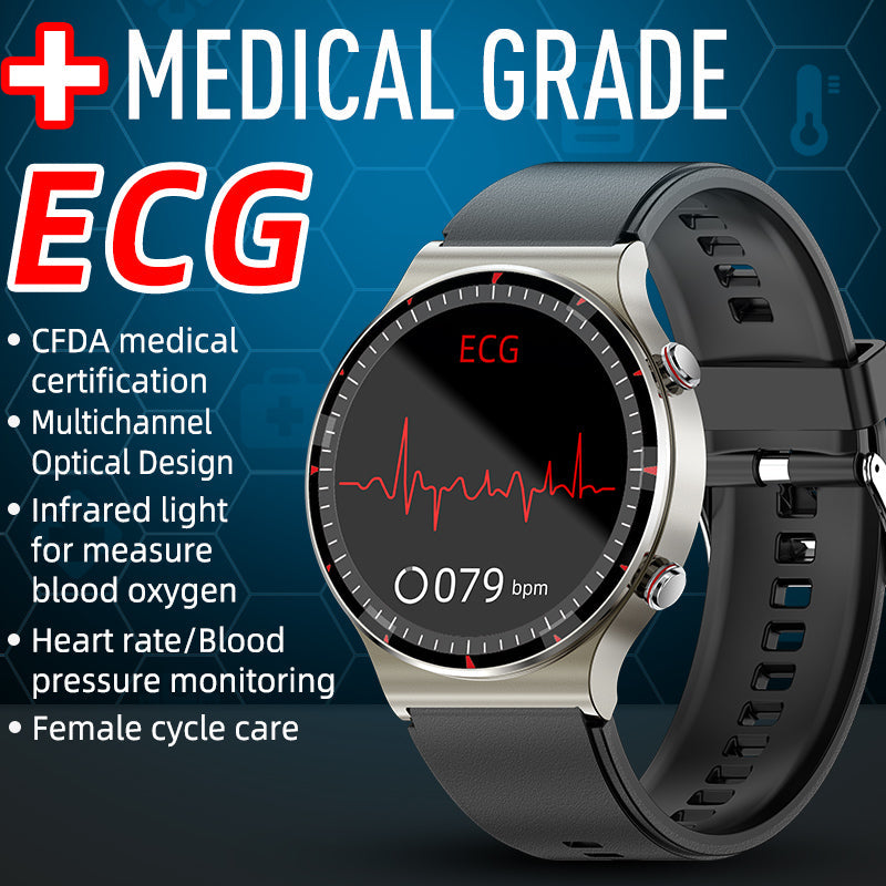 Olvoria | Medical EKG Smartwatch | CFDA Certified | 512Hz High-Precision Biosensor | SpO2 & Heart Rate Monitoring | AI-Based Breathing Analysis | IP67 Waterproof