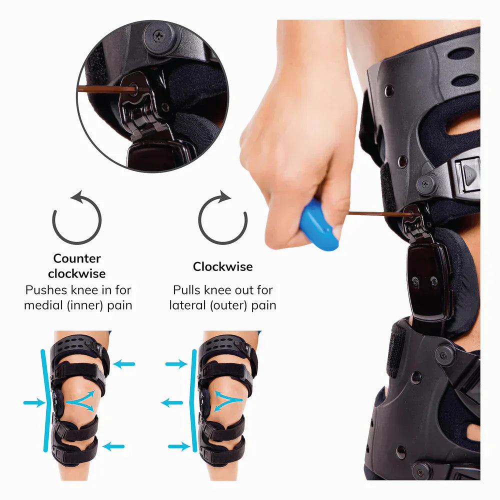 Olvoria | Medical OA Offloading Knee Brace | Unicompartimental Osteoarthritis Orthosis | Varus/Valgus Correction & ROM Control | Medial & Lateral Offloading | Adjustable Range of Motion