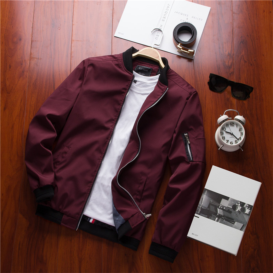 Olvoria | Men's Bomber Jacket - Zipper Detail