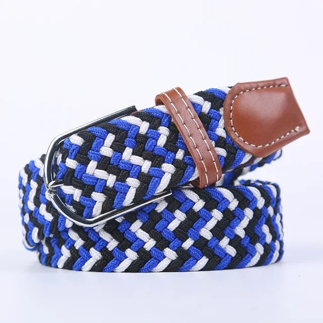 Olvoria | Men's Braided Elastic Belt with Metal Buckle