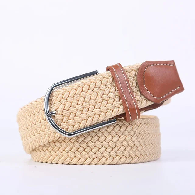 Olvoria | Men's Braided Elastic Belt with Metal Buckle