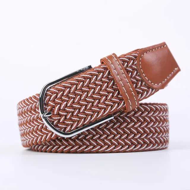 Olvoria | Men's Braided Elastic Belt with Metal Buckle
