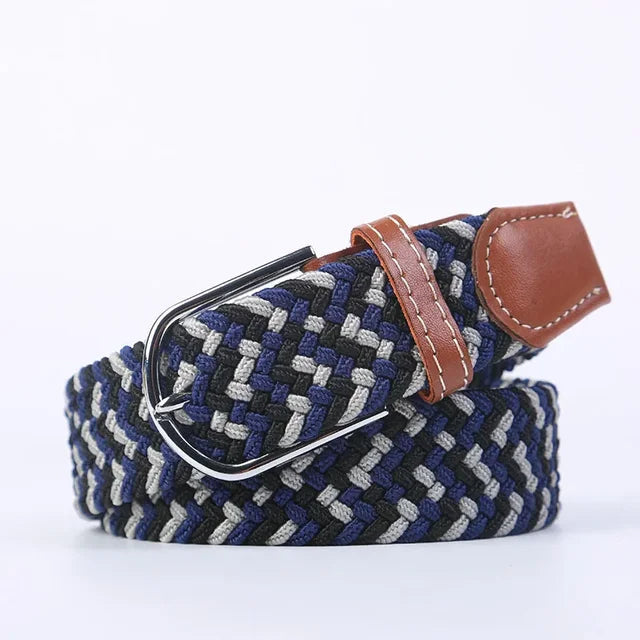 Olvoria | Men's Braided Elastic Belt with Metal Buckle
