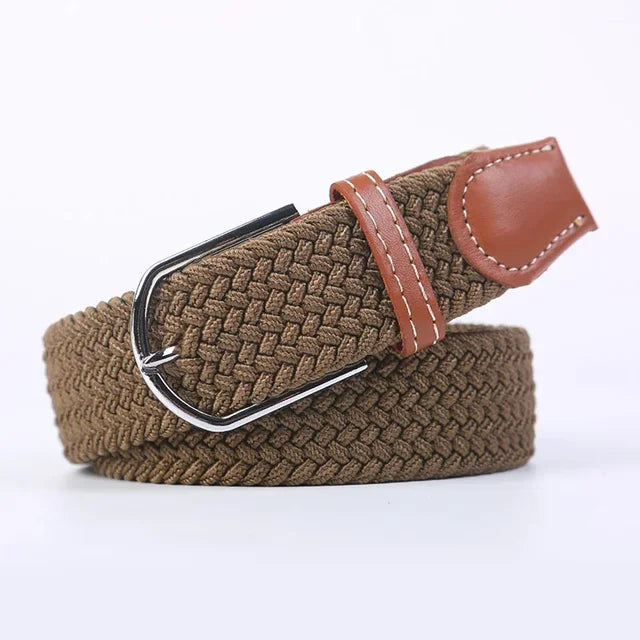 Olvoria | Men's Braided Elastic Belt with Metal Buckle